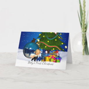 Festividades Cartão de Primeiro Natal do Bebê Com Bebê Fofo