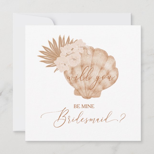 Festividades Cartão de Proposta de Seashell Bridesmaid da Boho  (Frente)