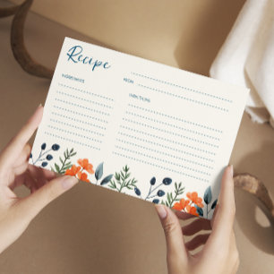 Festividades Cartão de Receita de Chá de panela Botânico Bloomi