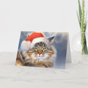 Festividades Cartão de Retrato de Natal para Gato Maine Coon