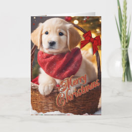 Festividades Cartão de Retriever de Ouro de Natal