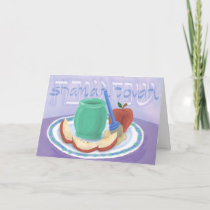 Festividades Cartão de Rosh Hashanah Maçãs e Mel
