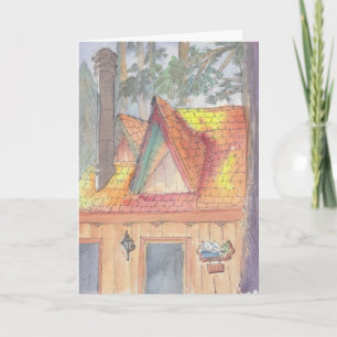 Festividades Cartão de Saída "Cabin Watercolor Sketch/Arrohead"