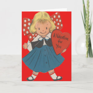 Festividades Cartão de São Valentim da Garota Retro Vintage com