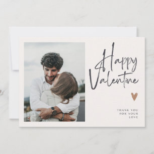 Festividades Cartão de São Valentim de Amor Bege com Foto Escri