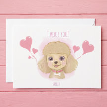 Cartão de São Valentim de Poodle Fofo com Mensagem