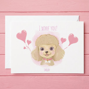 Festividades Cartão de São Valentim de Poodle Fofo com Mensagem