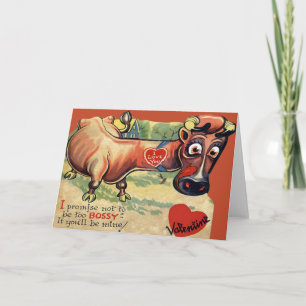 Festividades Cartão de São Valentim de vaca retrô vintage