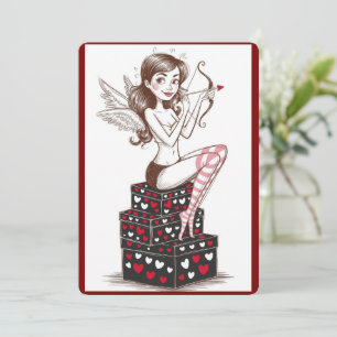 Festividades Cartão de São Valentim Vintage Minimalista Cupido