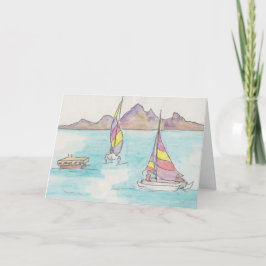 Festividades Cartão de saudação "Boats Watercolor Sketch/Fiji"