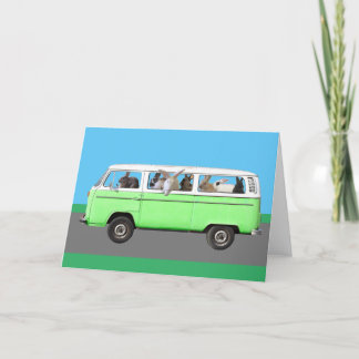 Festividades Cartão de Saudação Bunny Bus - Verde