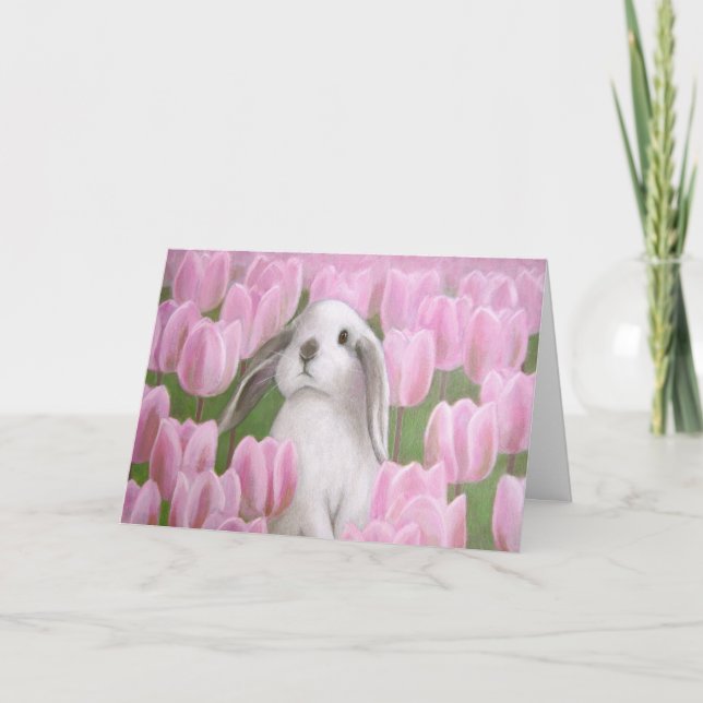 Festividades Cartão de Saudação Bunny e Tulip (Frente)