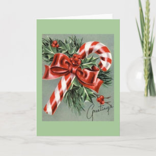 Festividades Cartão de Saudação Candy Cane para natais vintages