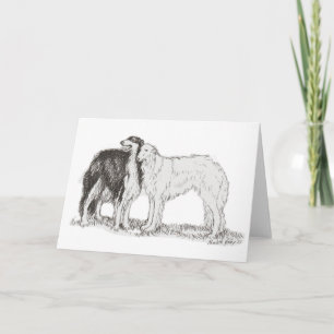 Festividades Cartão de Saudação com Arte de Cão Borzoi em Tinta