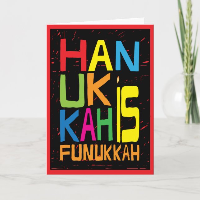 Festividades Cartão de Saudação com Envelope "Hanukkah é Funukk (Frente)