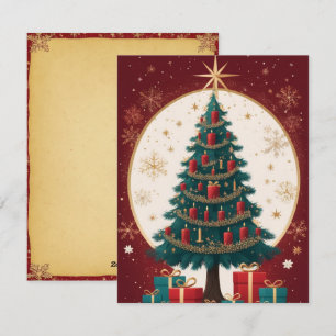Festividades Cartão de Saudação da Árvore de Natal do Ouro Verm