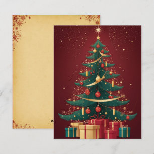 Festividades Cartão de Saudação da Árvore de Natal do Ouro Verm