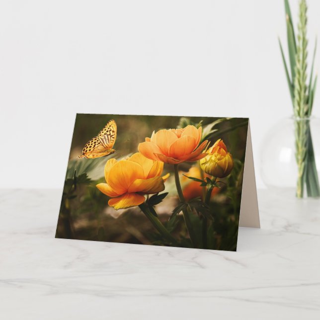 Festividades cartão de saudação das flores da borboleta (Frente)