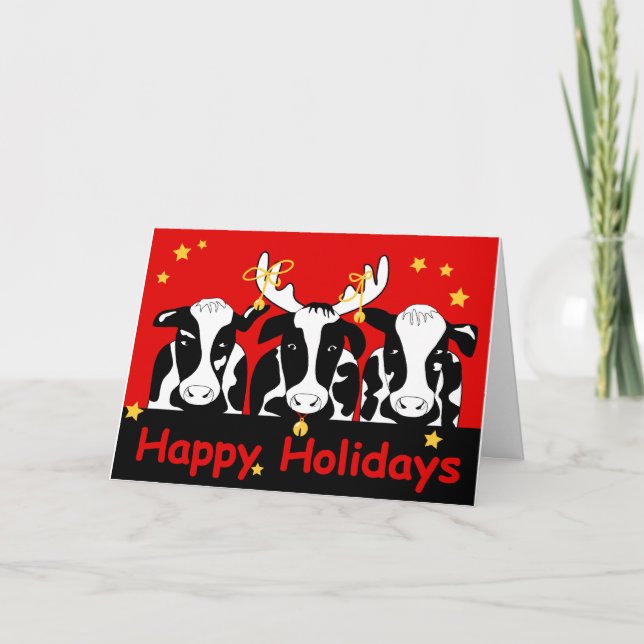 Festividades Cartão de Saudação das Vacas de Natal (Frente)