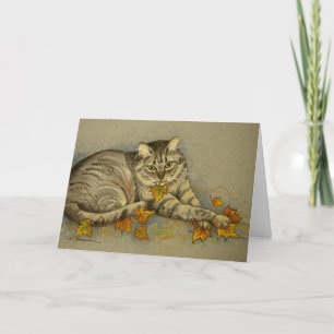 Festividades Cartão de Saudação de Ação de Graças do Autumn Cat