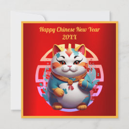 Festividades Cartão de Saudação de Ano Novo de Gato Fortune