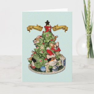 Festividades Cartão de Saudação de Árvore de Natal Corgi