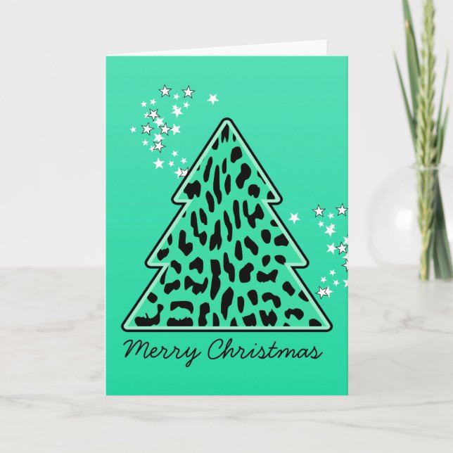 Festividades Cartão de Saudação de Árvore de Natal Leopardo Che (Frente)