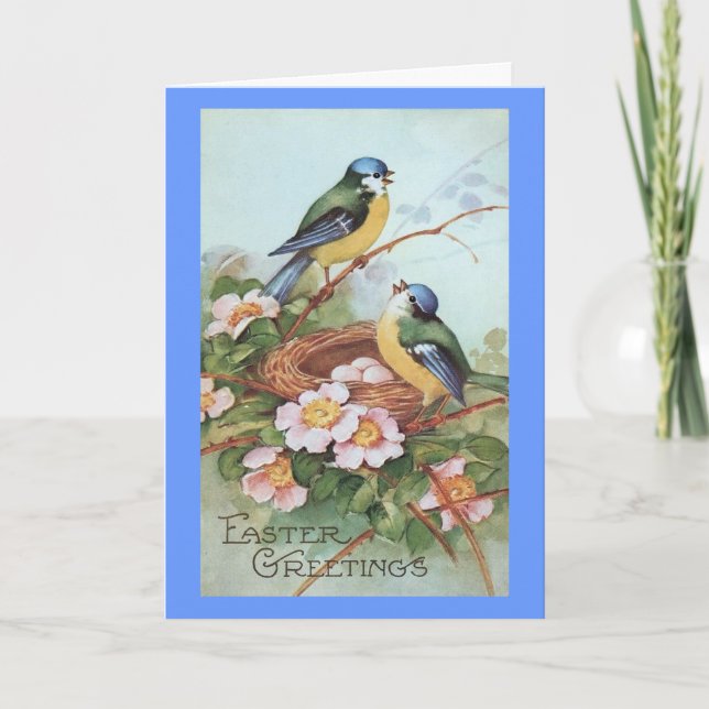Festividades Cartão de Saudação de Aves de Páscoa Vintage (Frente)