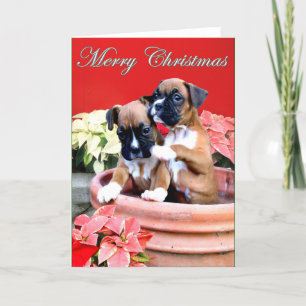 Festividades Cartão de saudação de cachorrinho de boxe de Natal