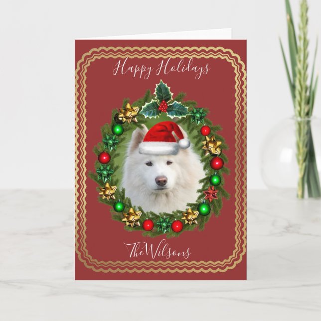 Festividades Cartão de saudação de cães Samoyed Holidays (Frente)