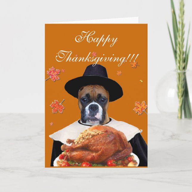 Festividades Cartão de saudação de cão de boxe de ação de graça (Frente)