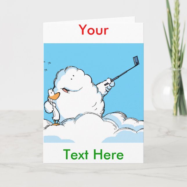 Festividades Cartão de Saudação de Cartoon Funny Selfie (Frente)