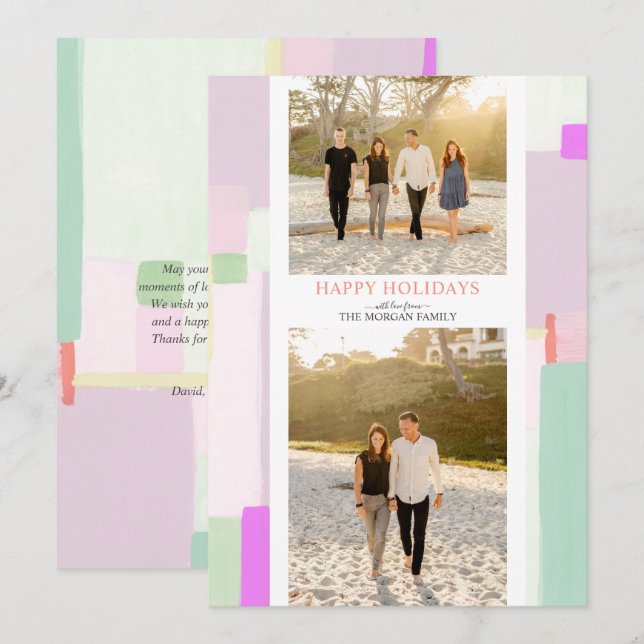 Festividades Cartão de Saudação de Feriado de Natal de Arte Col (Frente/Verso)