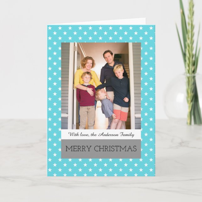 Festividades Cartão de Saudação de Férias do Aqua Festivo Stars (Frente)