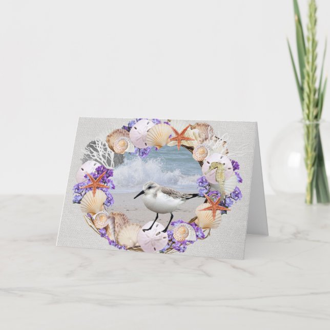 Festividades Cartão de Saudação de Fora de Seashell Wreath (Frente)