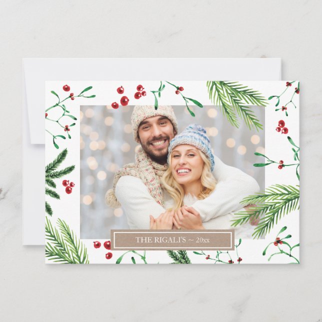 Festividades Cartão de Saudação de Foto da Família Natal (Frente)