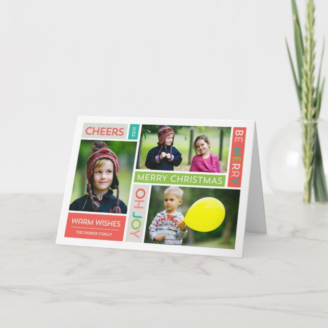 Festividades Cartão de Saudação de Foto de Feriado Alegre (Frente)