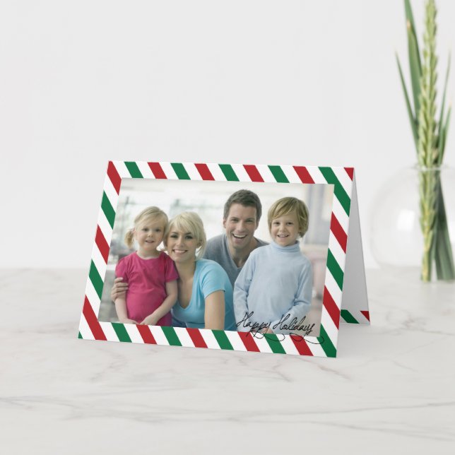 Festividades Cartão de Saudação de Foto de Natal Candy Cane (Frente)