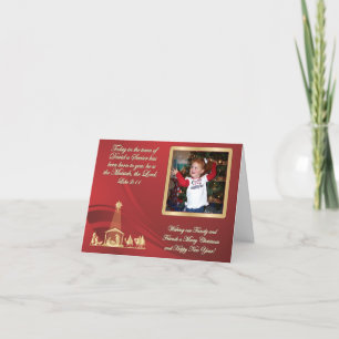 Festividades Cartão de Saudação de Foto de Natal Vermelho