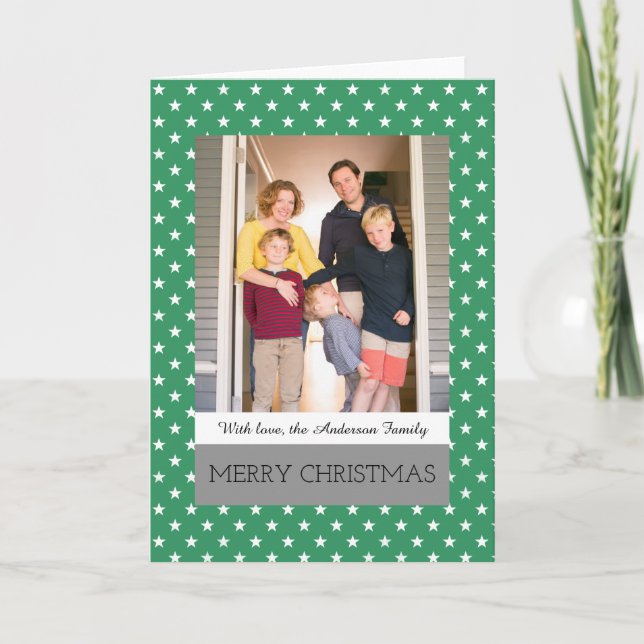 Festividades Cartão de Saudação de Foto Festiva Verde (Frente)