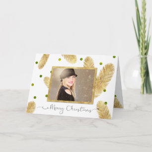 Festividades Cartão de Saudação de Foto Glitter Dourado Feliz N