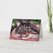 Cartão de Saudação de Gato de Natal