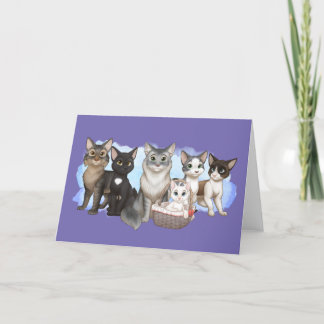 Festividades Cartão de saudação de gatos e tripulantes 5" x 7"