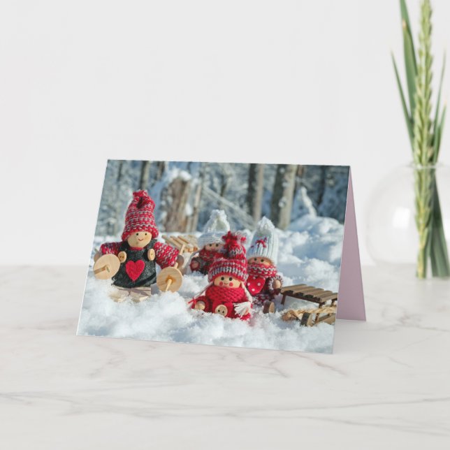 Festividades cartão de saudação de gnomos de inverno (Frente)