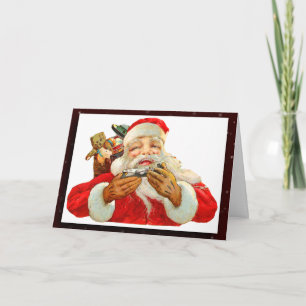 Festividades Cartão de Saudação de Imagem Vintage Santa Claus