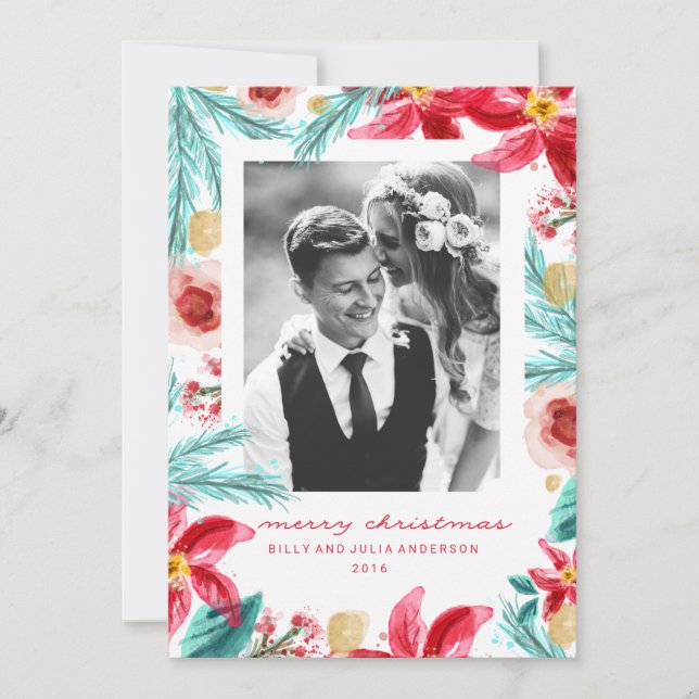 Festividades Cartão de saudação de natal BOTÂNICO DO INVERNO PI (Frente)