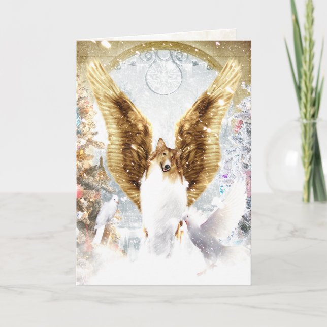 Festividades Cartão de Saudação de Natal Collie Angel (Frente)