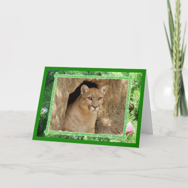 Festividades Cartão de Saudação de Natal de Cougar (Frente)