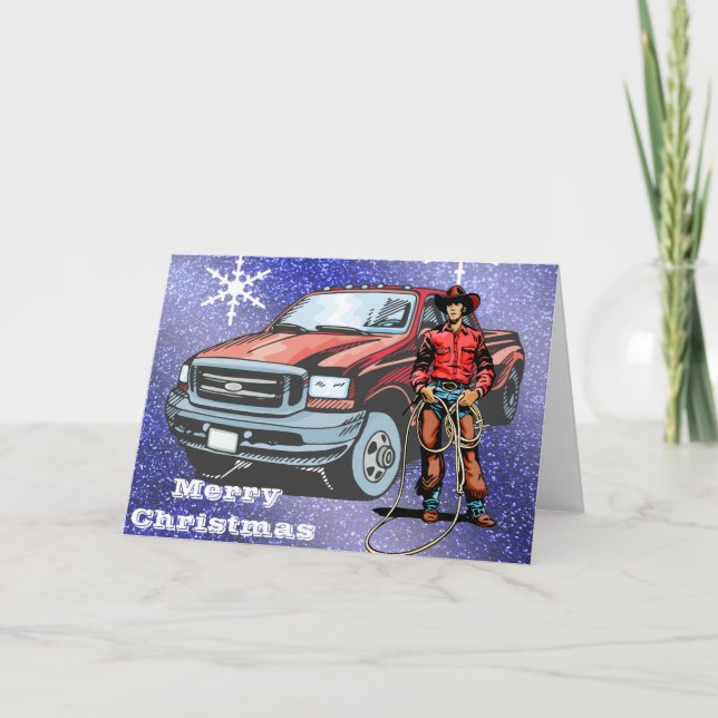 Festividades Cartão de Saudação de Natal do Cowboy Ocidental (Frente)