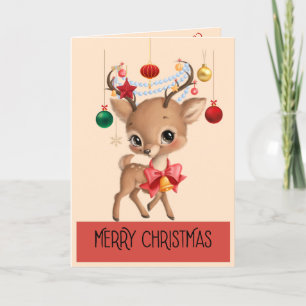 Festividades Cartão de Saudação de Natal Dobrado para Reindeer